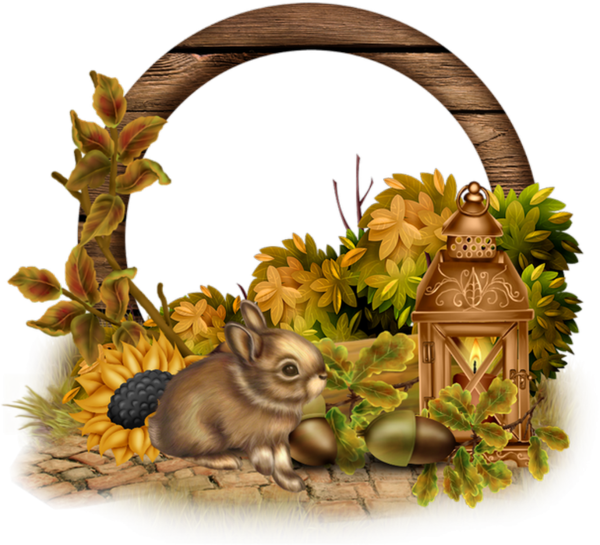 Automne cadre png, lapin Autumn frame png, rabbit