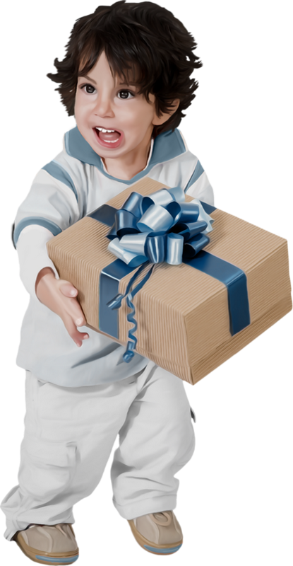 Garçon et cadeau png, tube personnage - Boy & gift png