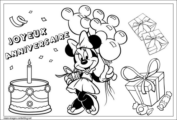 Coloriages Minnie Mouse 1er Anniversaire