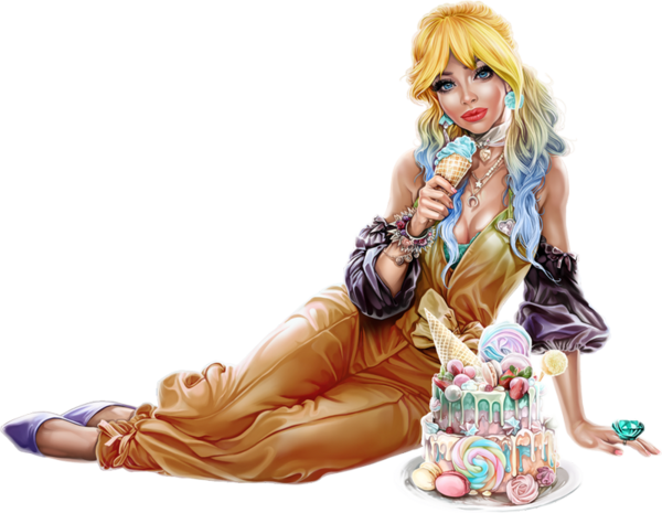 Tube Png Femme Gâteau Glace Pretty Woman Clipart