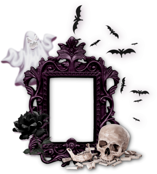 Cadre png gothique, Halloween - Gothic frame, skull
