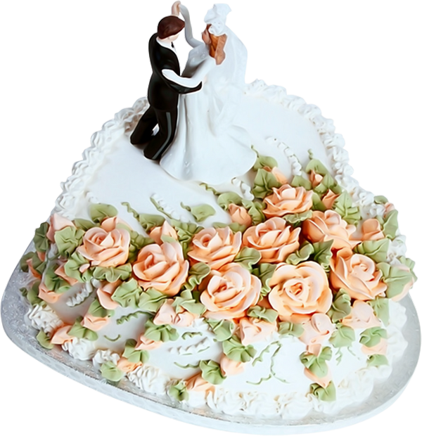 Figurine Gâteau Mariage Dekora - Marié Et Mariée Avec Cœur, 16cm, Résine Alimentaire, Multicolore