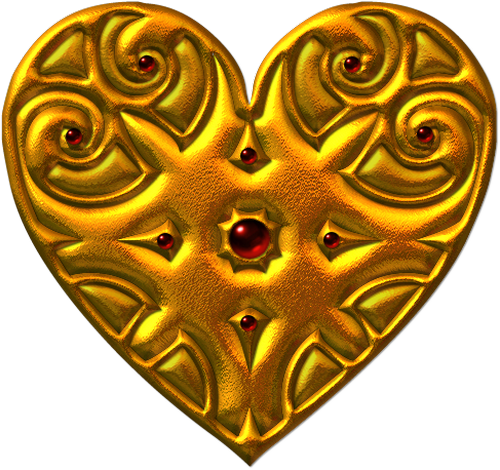 Coeur Png, Tube - Golden Heart - Herz - Corazón Png