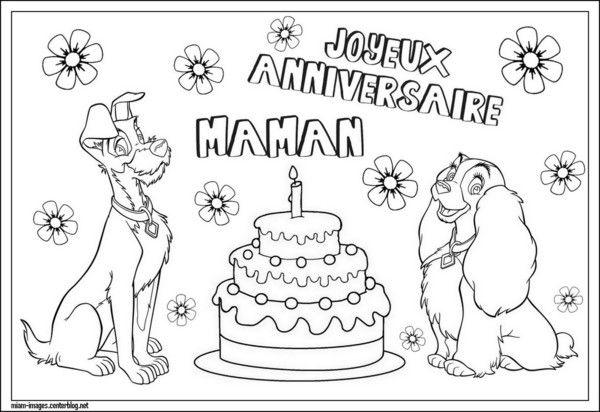 Coloriage Anniversaire Maman Disney Belle Clochard Coloriage Anniversaire Maman Disney Belle Clochard