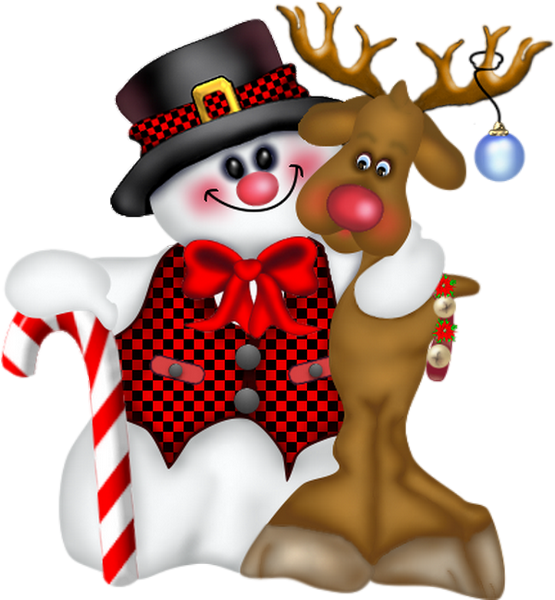 Joli Père Noël Et Bonhomme De Neige Dans La Voiture Rouge De Noël Avec