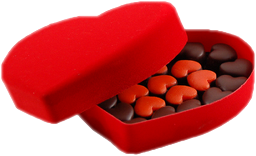 Boîte Rouge Fluo de chocolats St Valentin