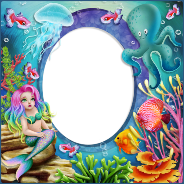 Cadre png mer, océan, sirène Sea frame png, mermaid