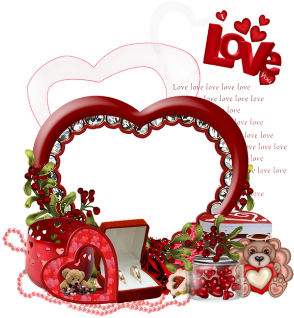 ♥ Cadre St Valentin png, cluster / Valentine frame png ♥