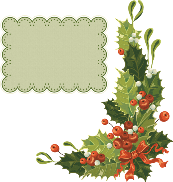 Noël : étiquette png, houx, gui_Christmas label, holly png