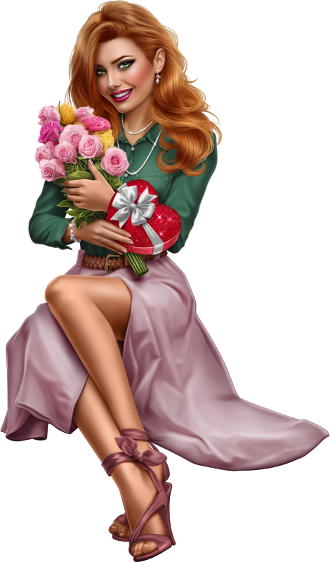 ♥ Tube fille Saint Valentin, femme png ; Love girl clipart ♥