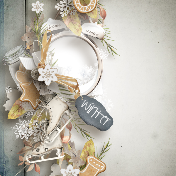 - Cadre photo d'hiver, QP ; Winter frame png, Holidays -