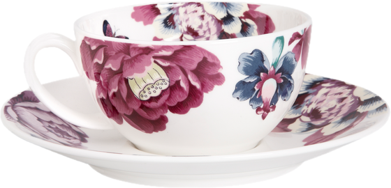 Lot Théière Bleue Fleurie + 2 Tasses En Porcelaine - Service à Thé Français, Neuf