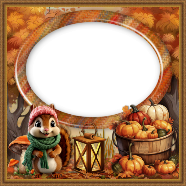 Cadre d'automne png, écureuil - Autumn frame png, fall