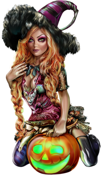 Tube Halloween Jolie Sorcière Hexe Pretty Witch Png 4026