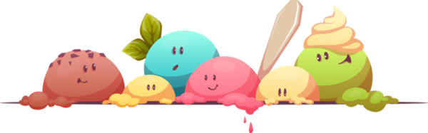 Dessin png boules de glace multicolores_Ice cream clipart, image size:600x187