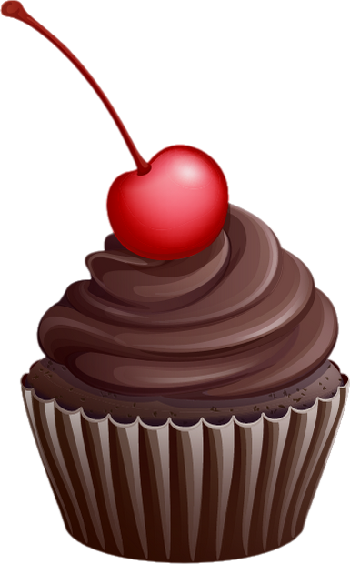 Cupcake Au Chocolat Et Aux Fraises Avec Garniture De Cerises PNG