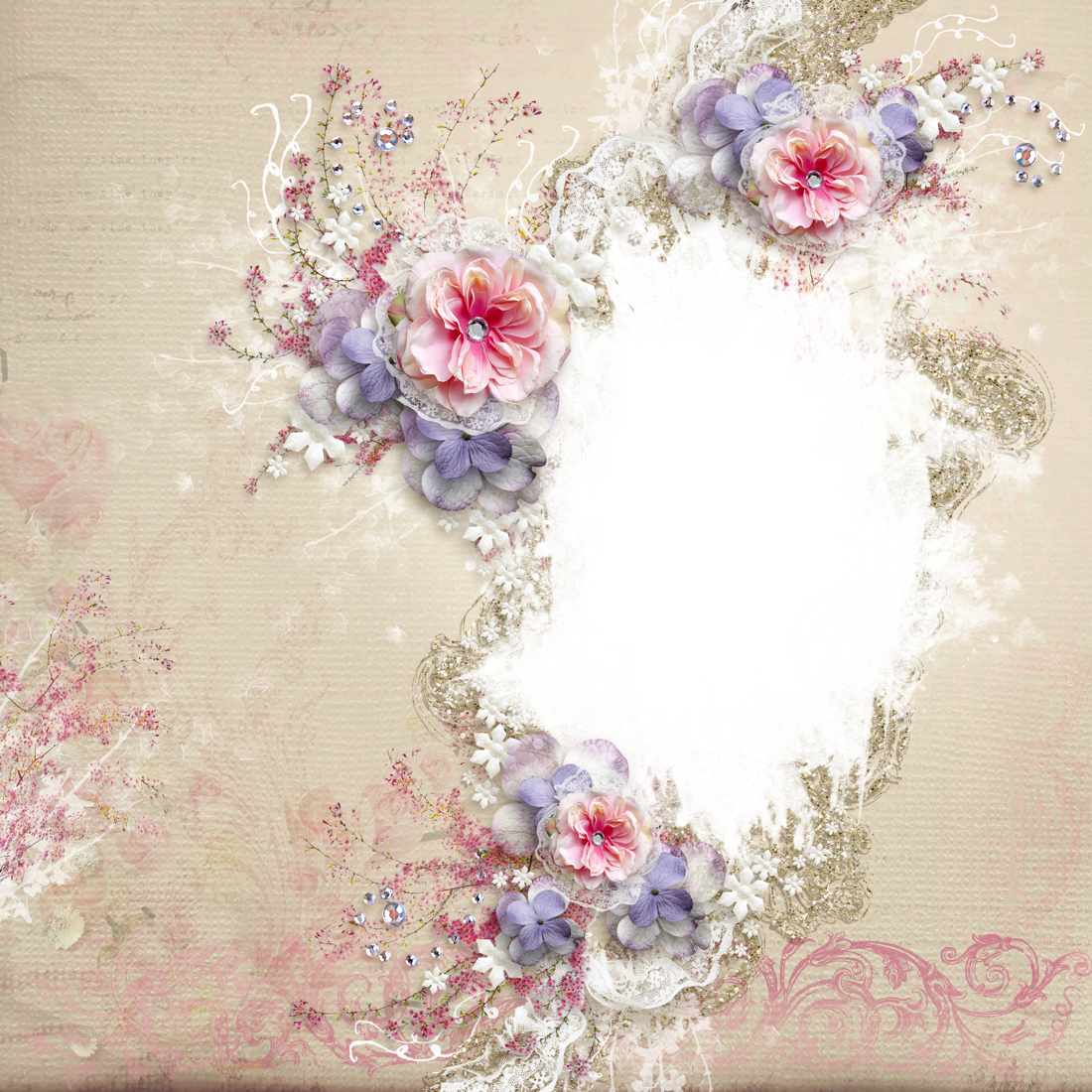 Cadre fleuri png, cadre photo mariage Wedding frame