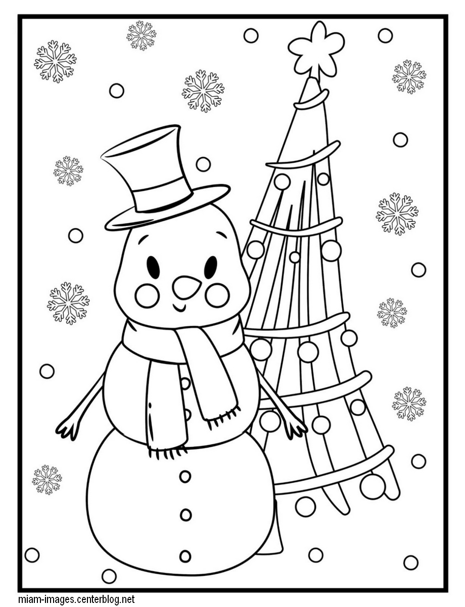 Coloriage de Noël Xmas coloring page snowman