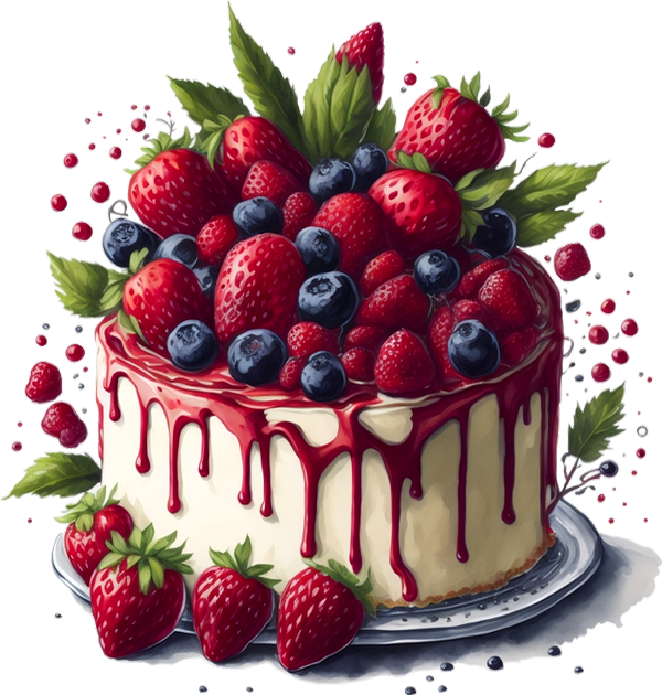 Gâteau aux fraises png, dessin _ Strawberry cake png