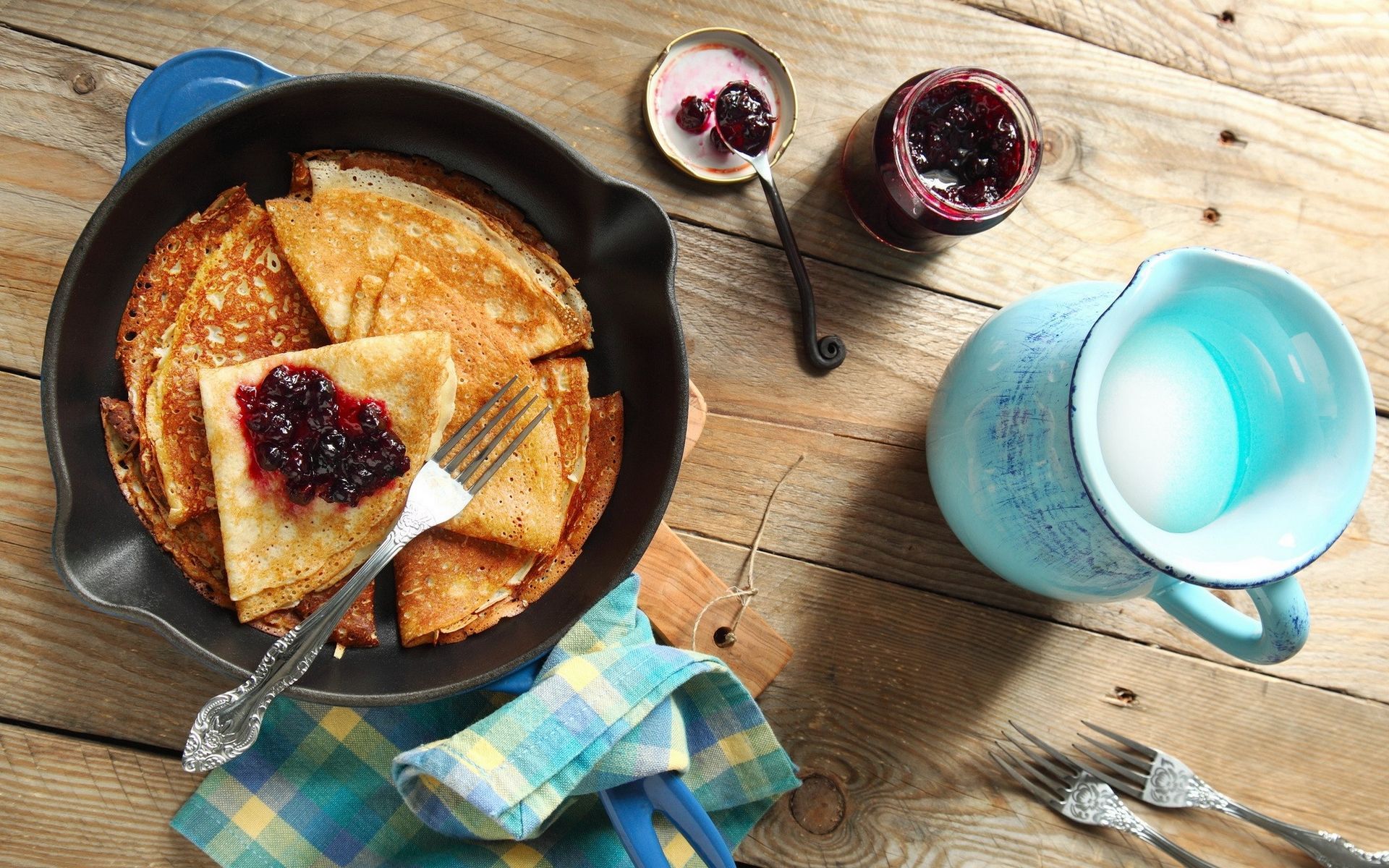 Crêpes, Confiture, Poêle : Fond D'écran Nourriture