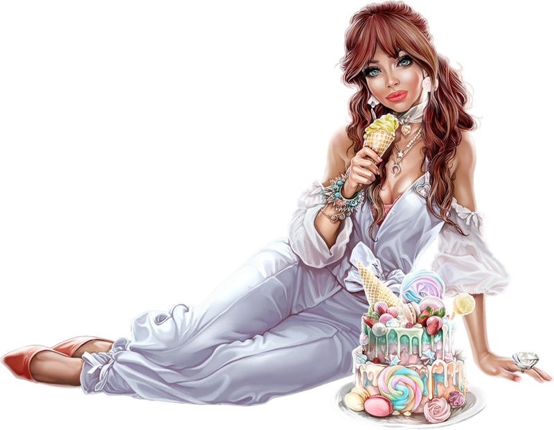 Tube Png Femme Gâteau Glace Pretty Woman Clipart