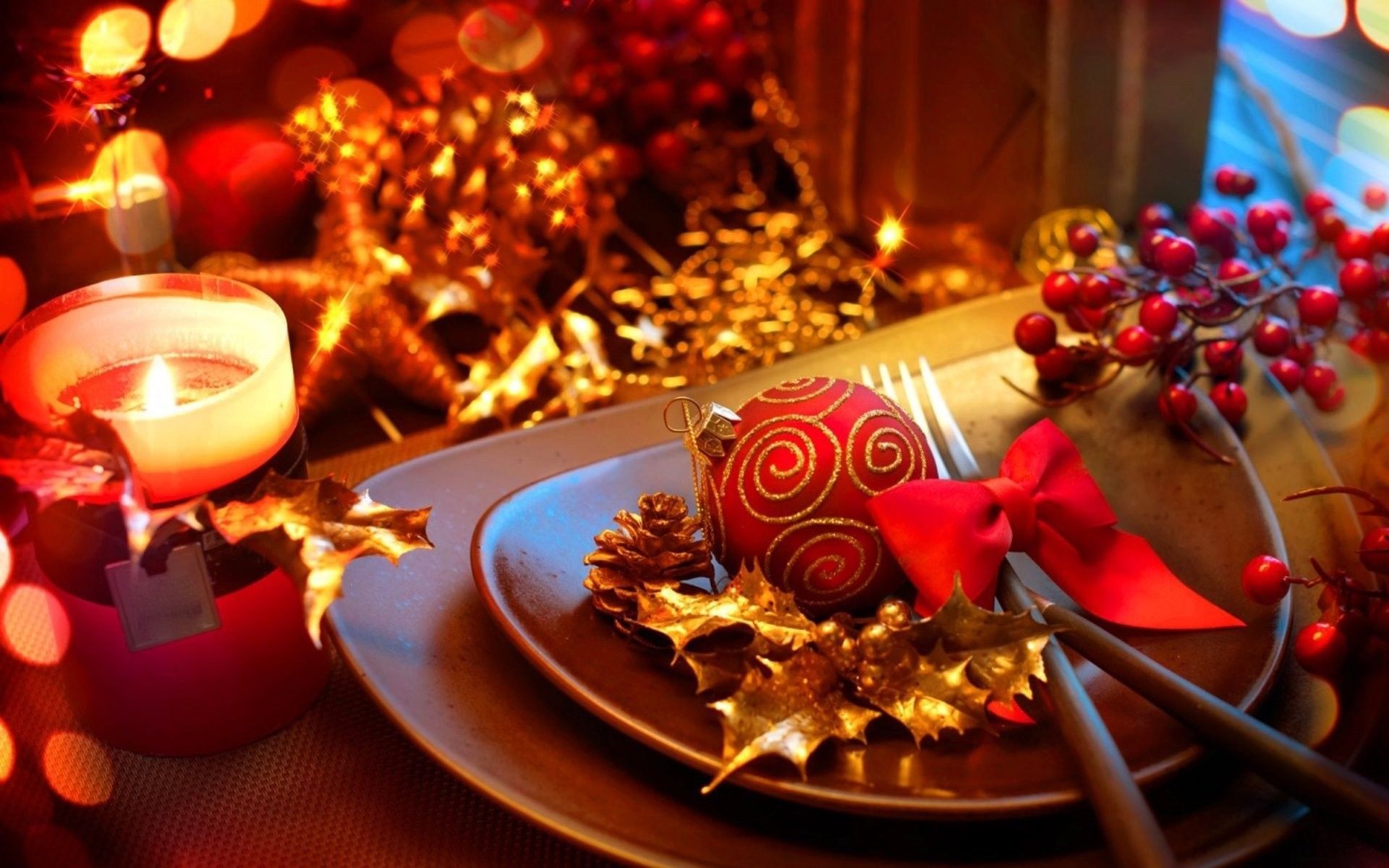 Table de Noël : fond d&rsquo;écran - Navidad - Christmas table