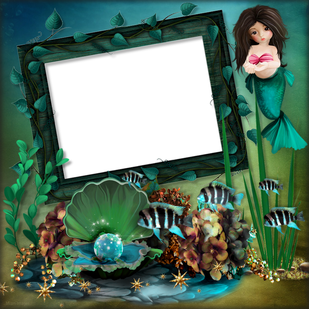 Cadre png mer, océan, sirène / Sea frame png, mermaid