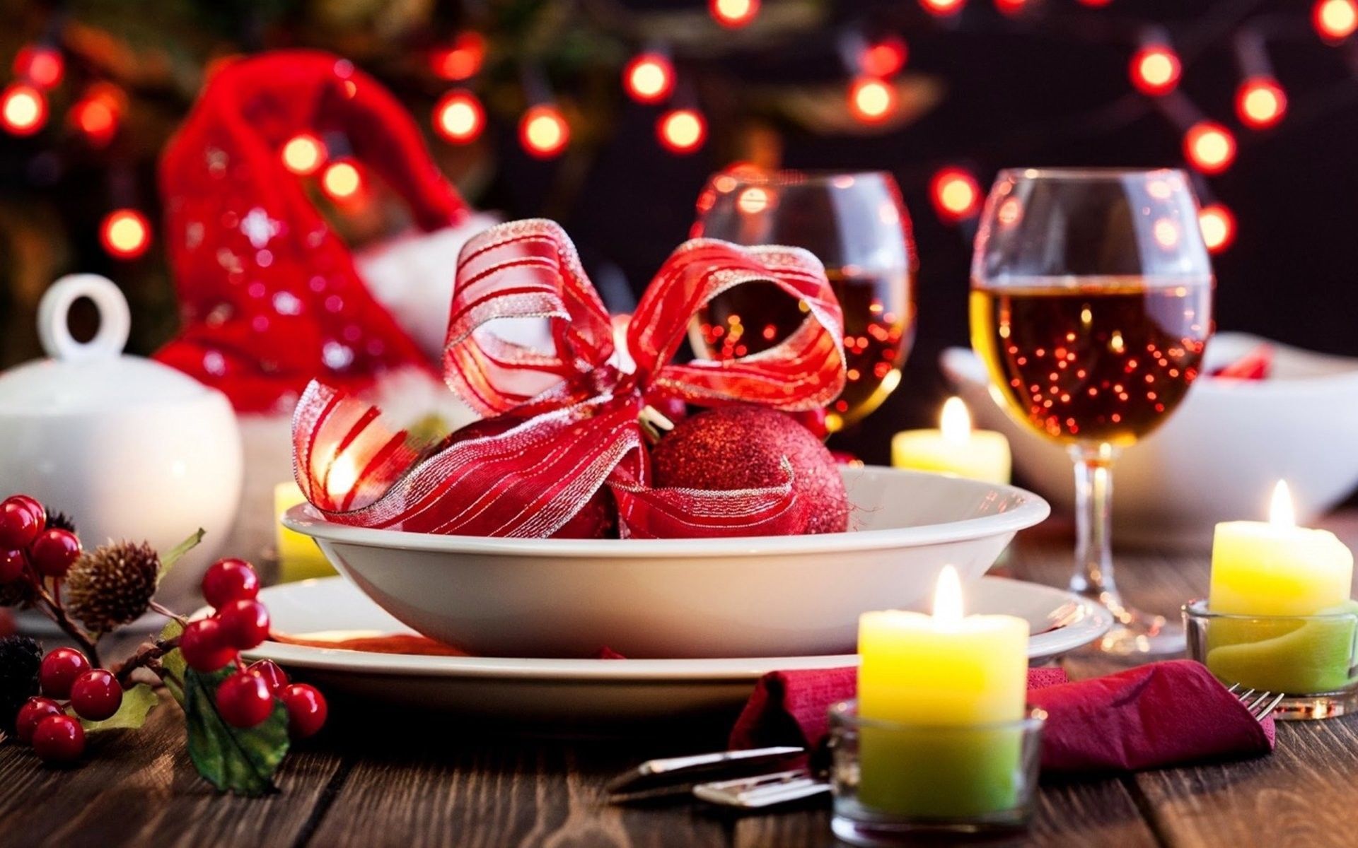 Table de Noël, fond d&rsquo;écran - Christmas table wallpaper