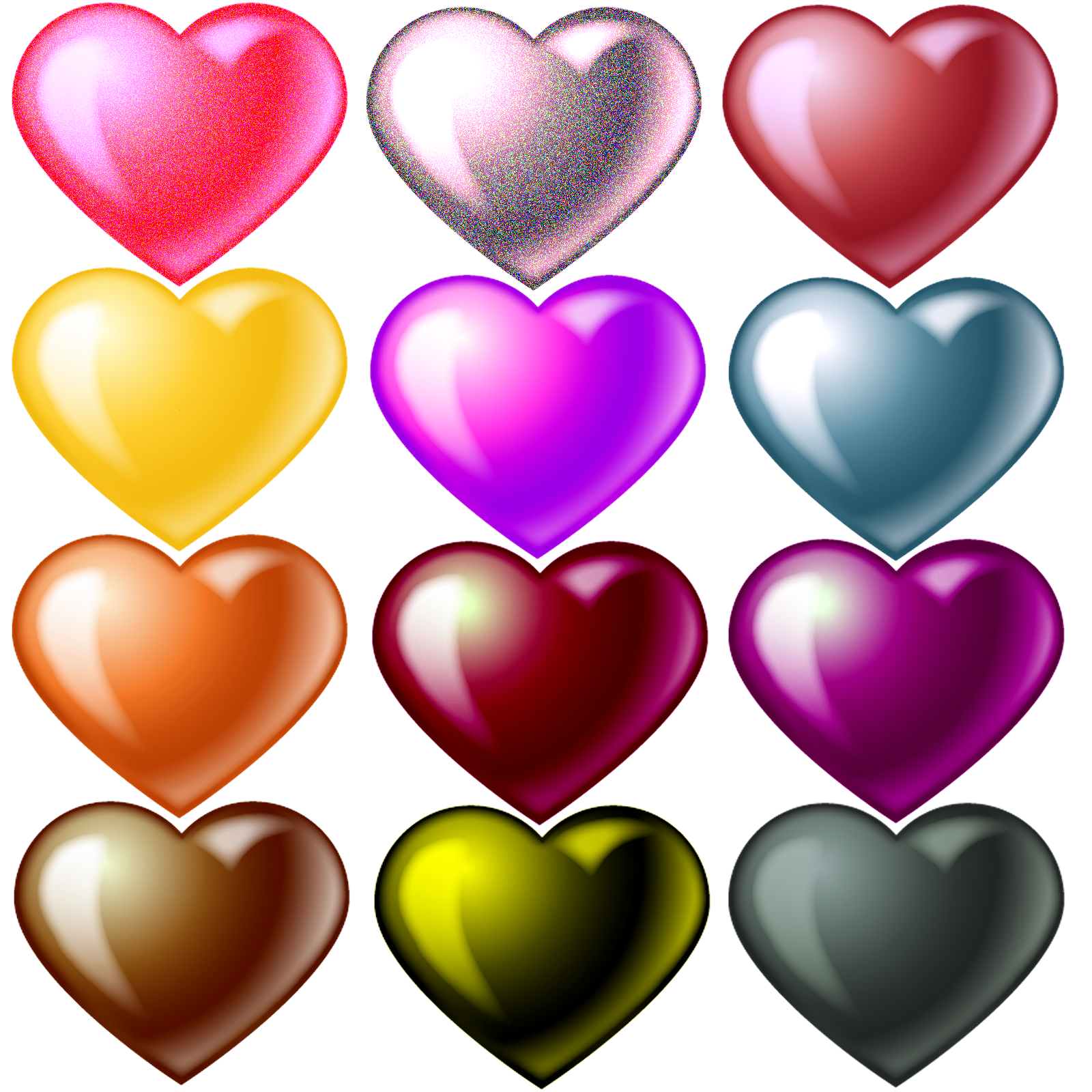 ♥ Kit Coeurs Multicolores, Tube Png / Hearts / Corazones ♥