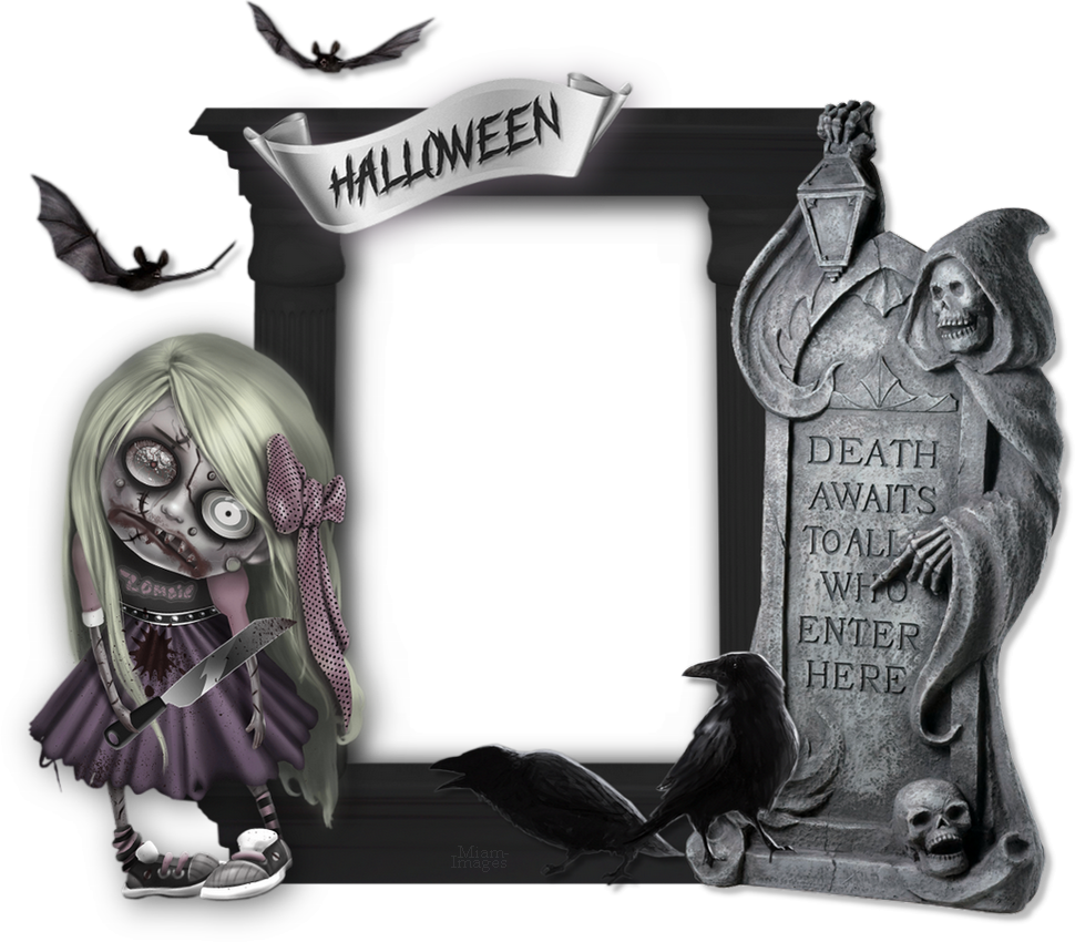 Cadre Halloween, zombie Halloween frame png, gothic