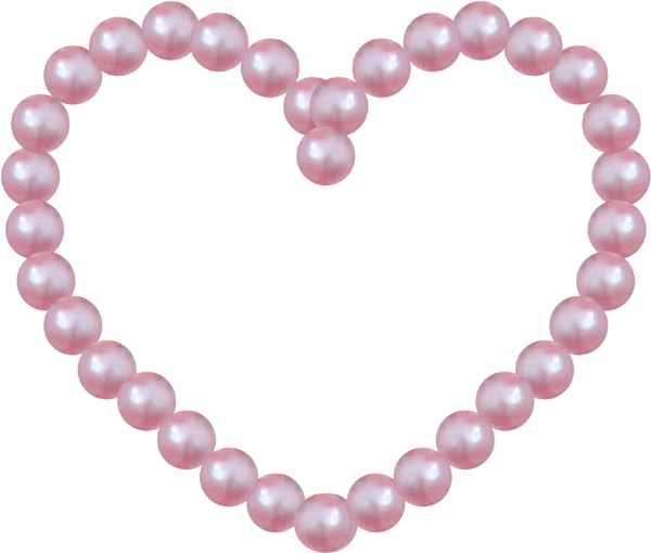 Cadre png : coeur en perles, rose - Heart, frame png