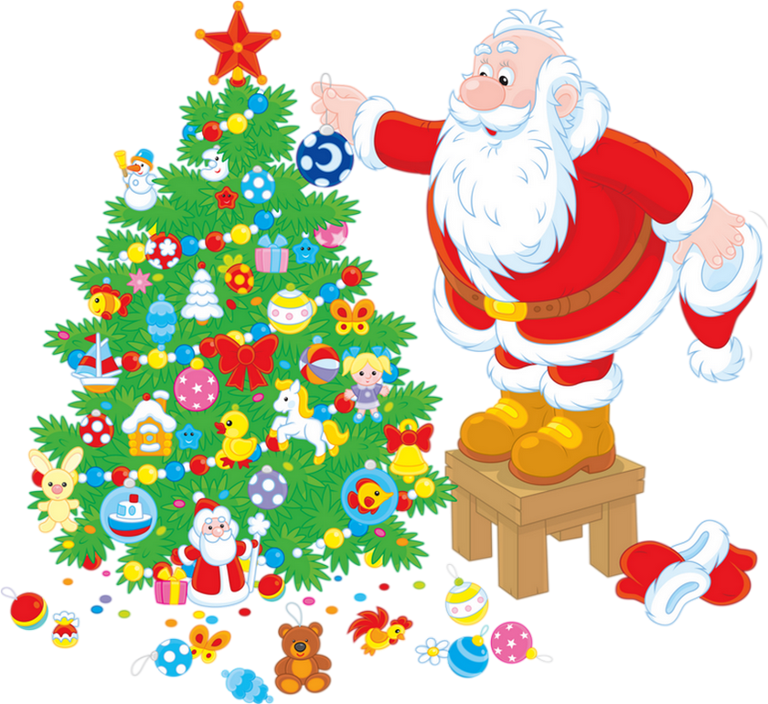 Père Noël Png Sapin Christmas Tree And Santa Claus Png