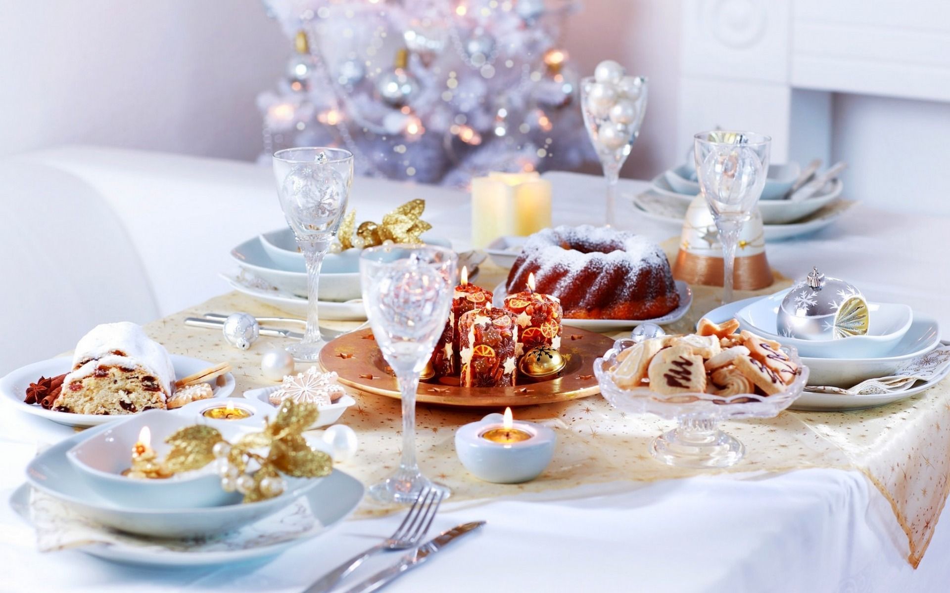 Table de Noël : fond d'écran - Christmas table - Navidad
