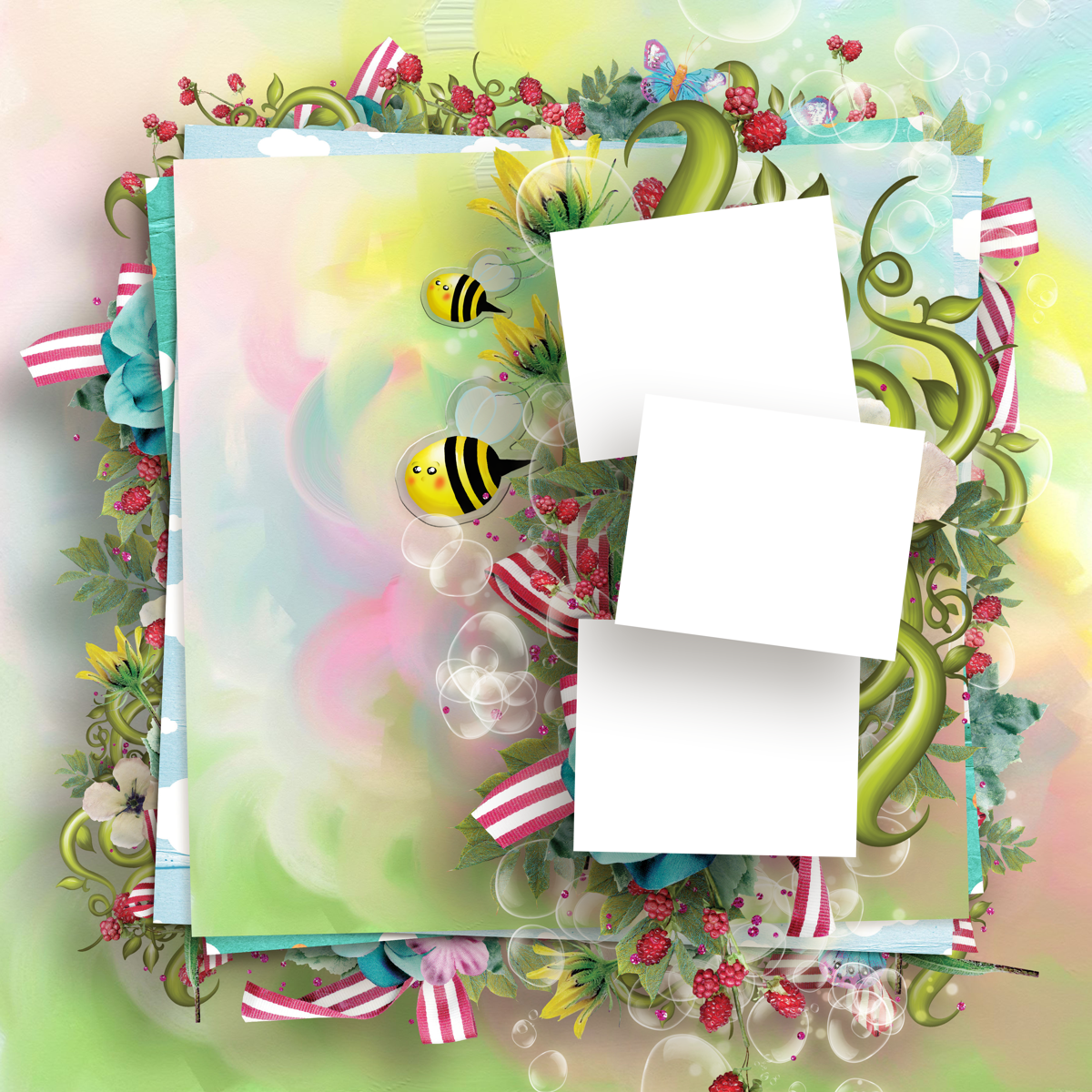 Summer Frame PNG Scrapbooking Layouts, Sea Theme, Frame