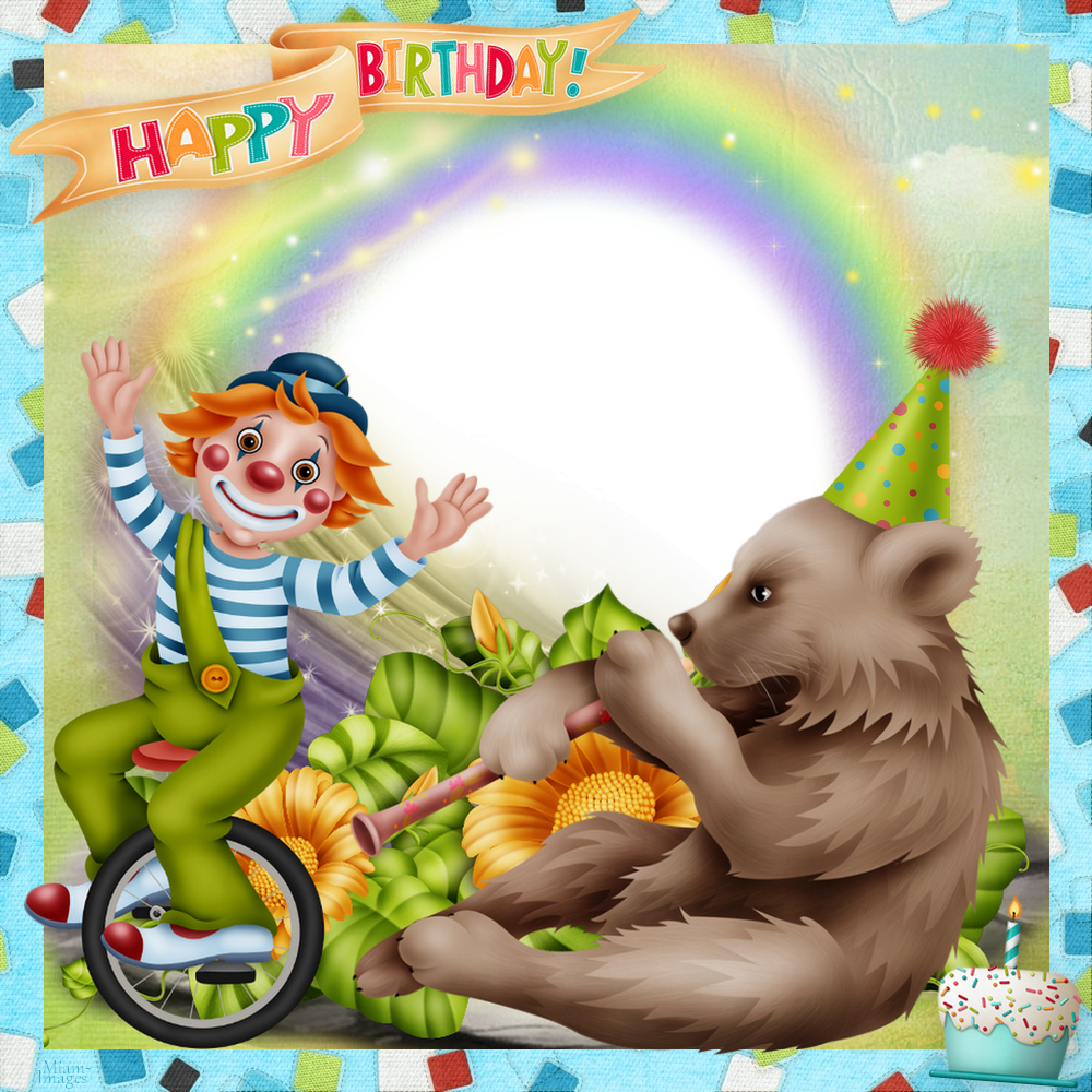 ♥ Cadre Anniversaire png, clown ♥ Birthday frame png ♥