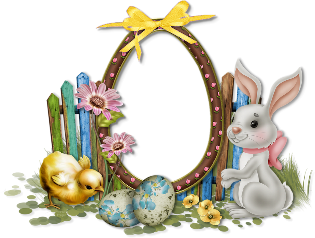 Cadre Pâques png, lapin / Easter frame png, rabbit