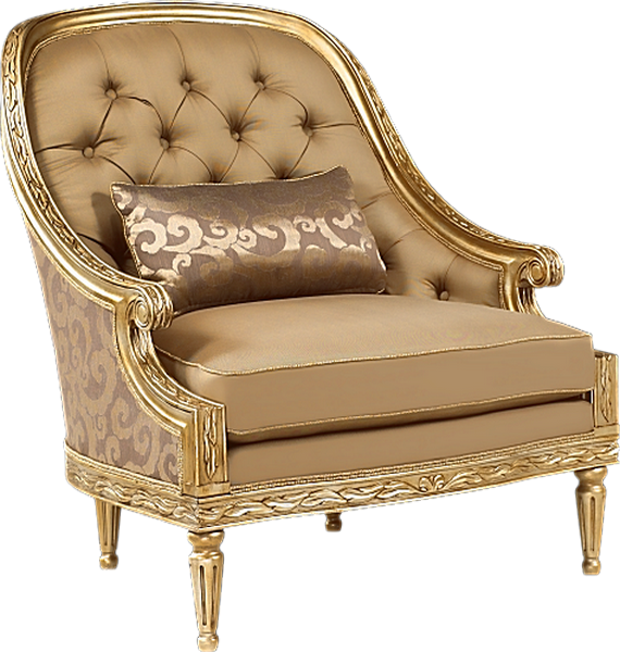 Fauteuil png, tube doré, scrap Golden armchair png