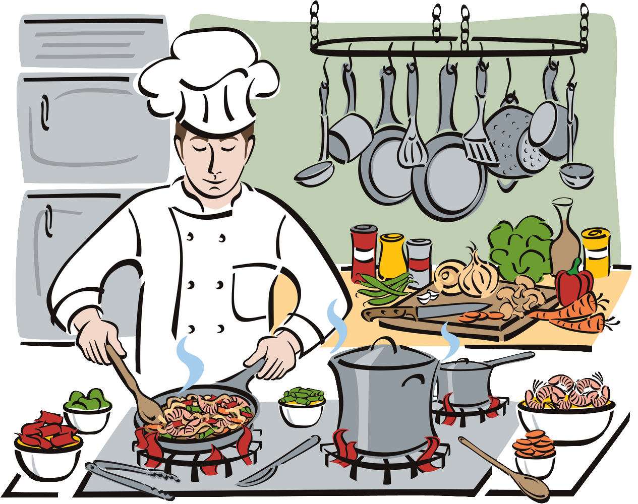 Clipart Chef Cuisinier / Cuisine Clipart of a Smiling Chefs Hat Mascot