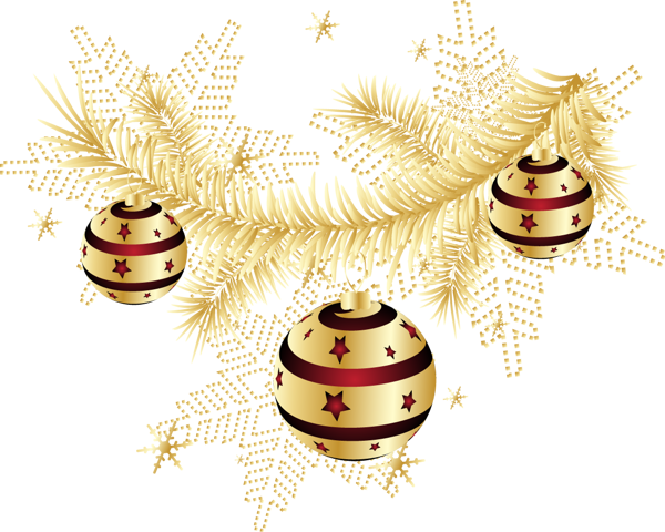 Boules de Noël png : rouge et or - Christmas balls png