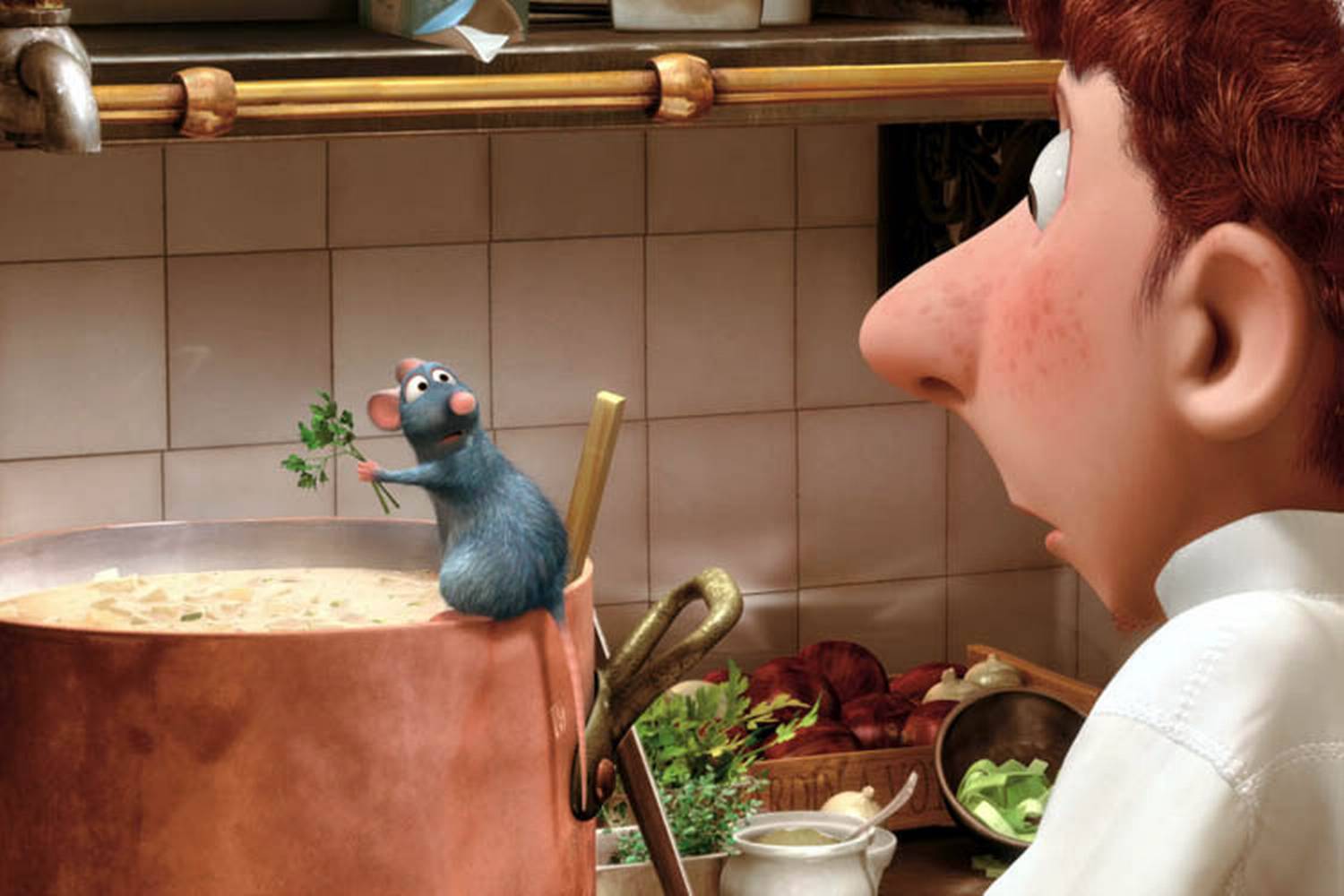 Fond d'écran film Ratatouille Alfredo Linguini & Rémy