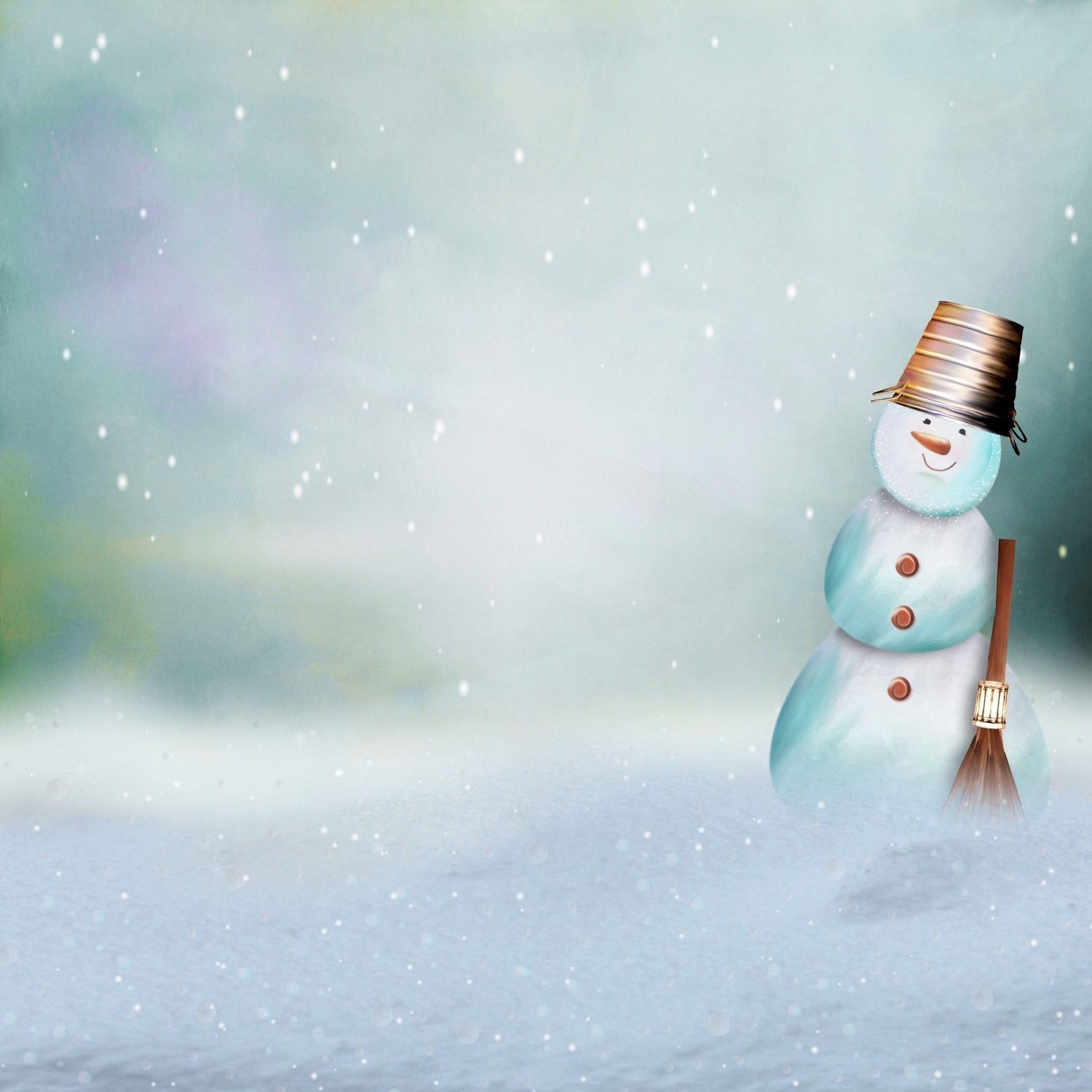 Hiver : Fond Pour Créa - Winter Background, Snowman