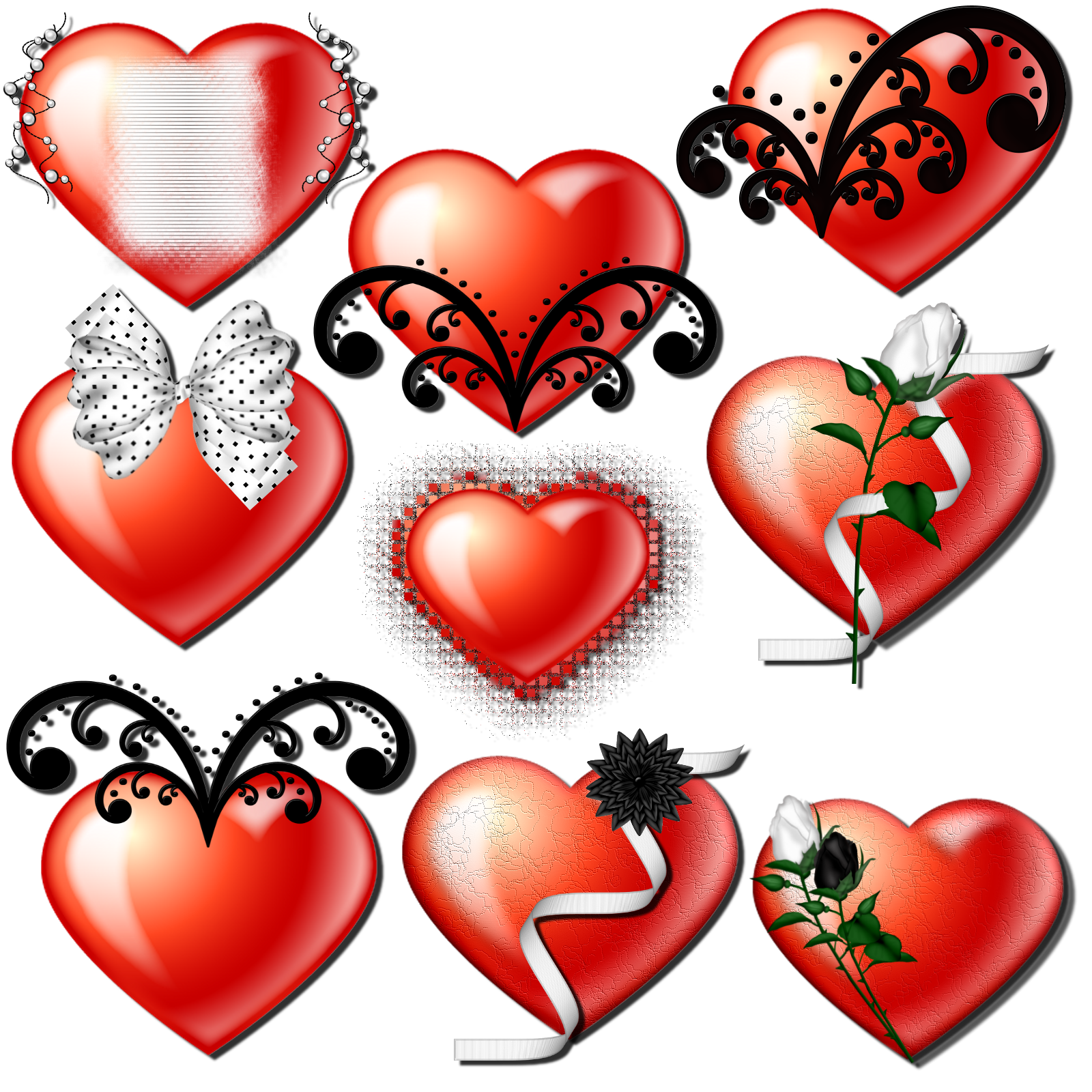 St Valentin : coeurs png en kit - Hearts png - Herzen