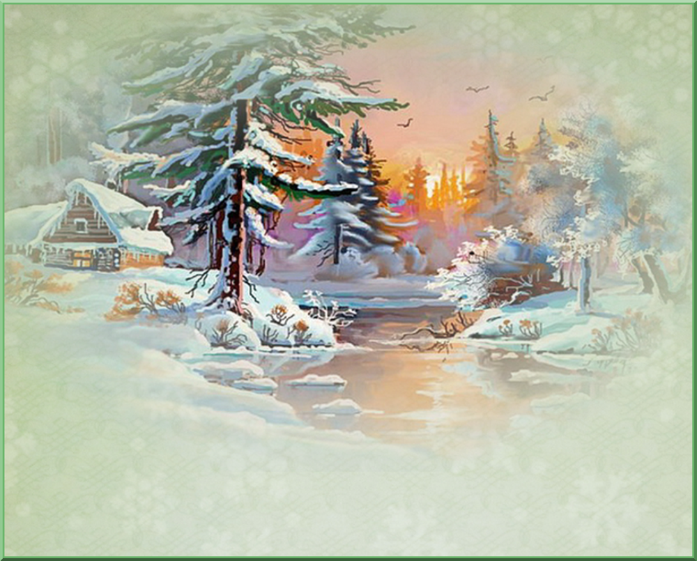 Fond créa paysage d'hiver : dessin - Winter landscape