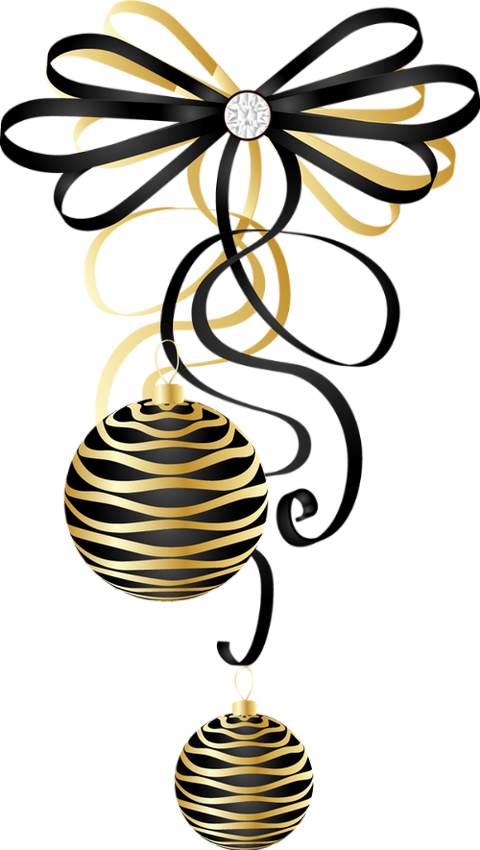 Boules de Noël png : noir et or - Christmas balls png