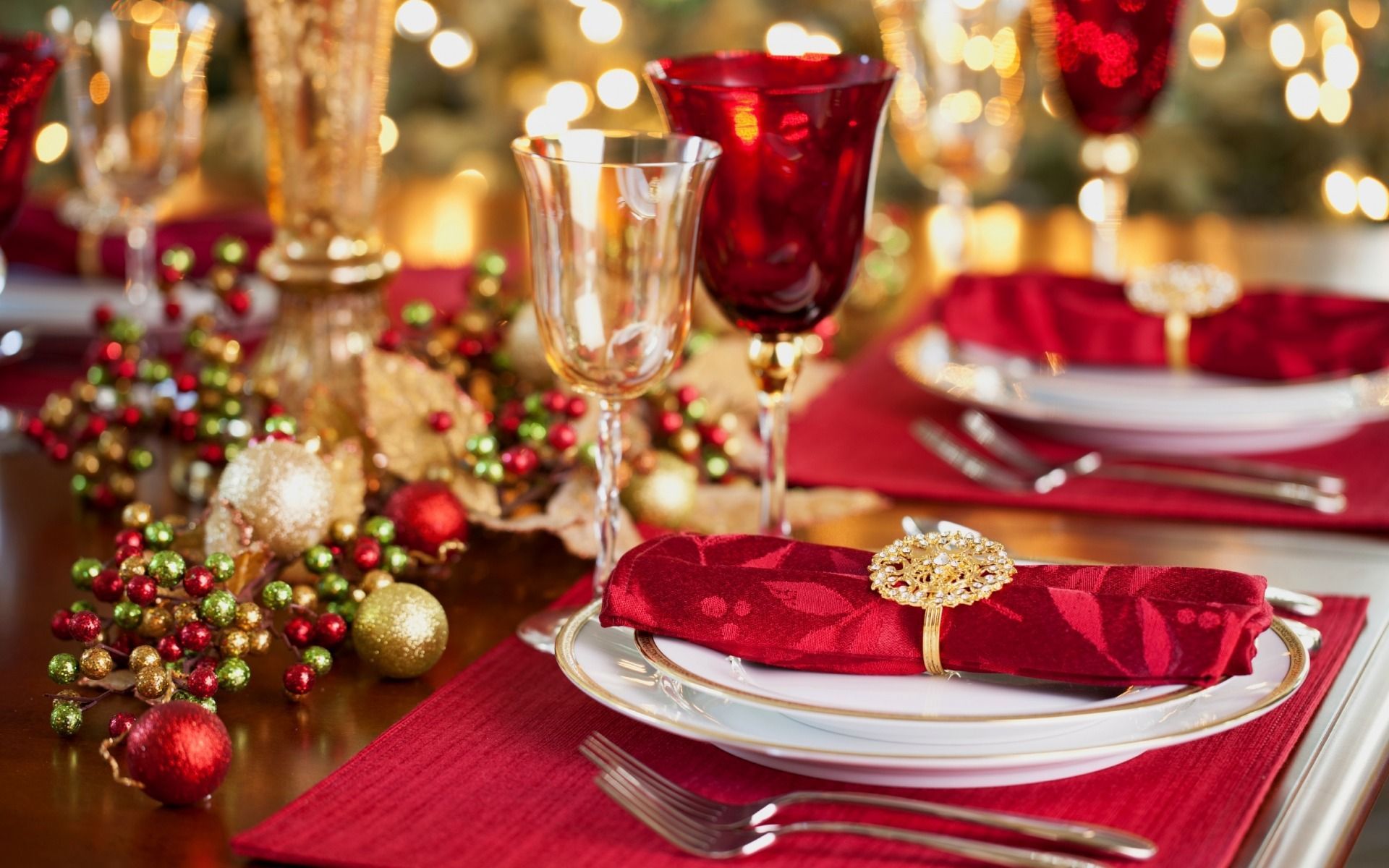 Table de Noël : fond d&rsquo;écran - Christmas table - Navidad