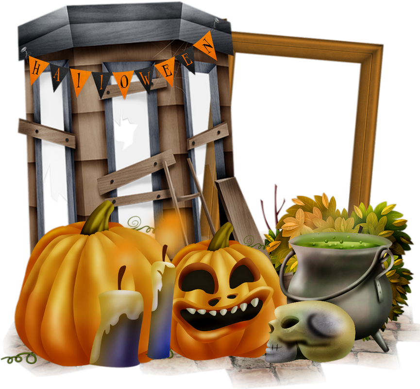 Cadre Halloween png, cluster - Halloween frame png