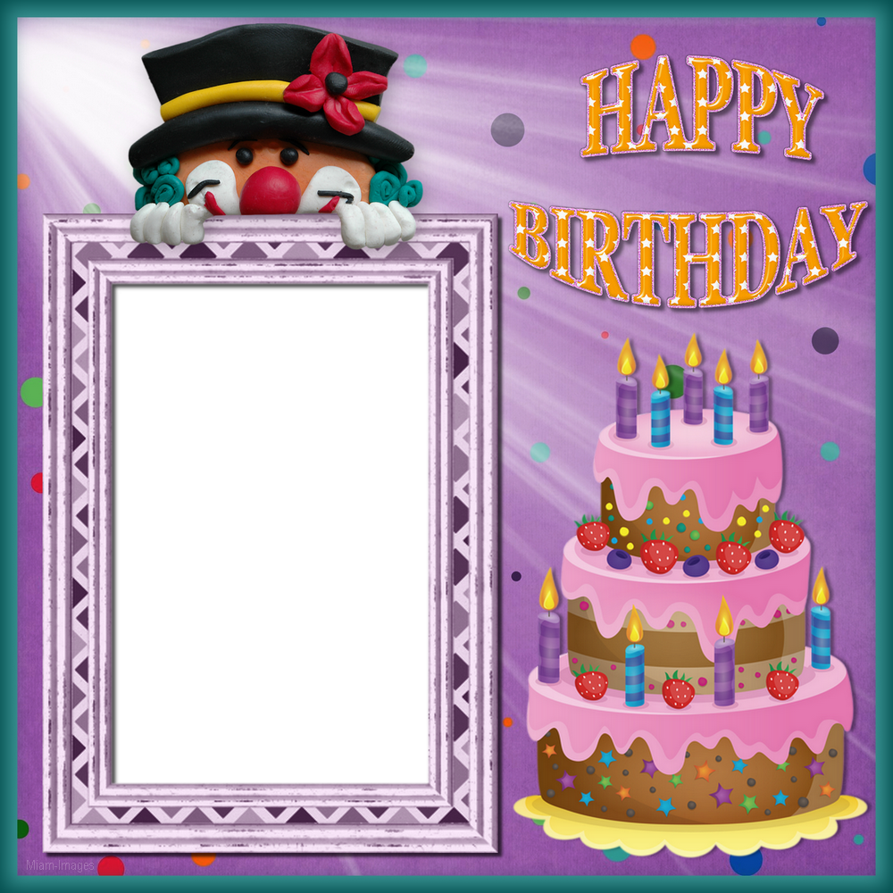 Cadre anniversaire png, clown Happy Birthday frame