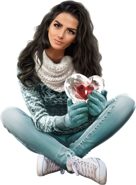 Femme Png Tube Hiver Coeur Mujer Invierno Png Frau